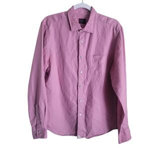 Untuckit Harken Linen Blend Button Down Shirt Men's Medium Pink Preppy Summer